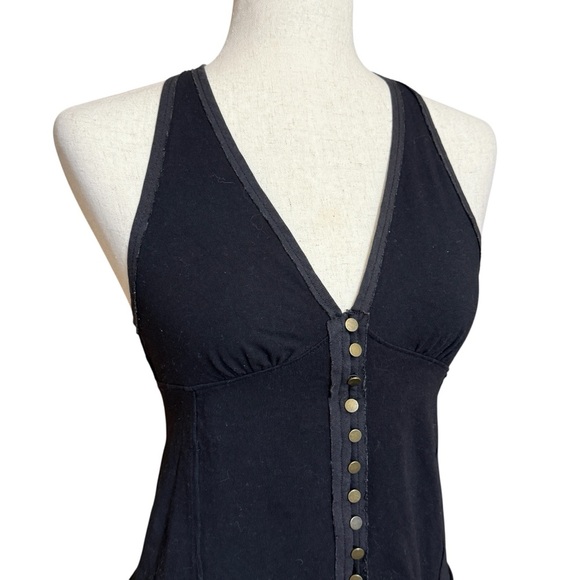 We The Free Mylo Solid Halter Tie Neck Button Tank Top Black Size XS #1688 - Picture 5 of 8